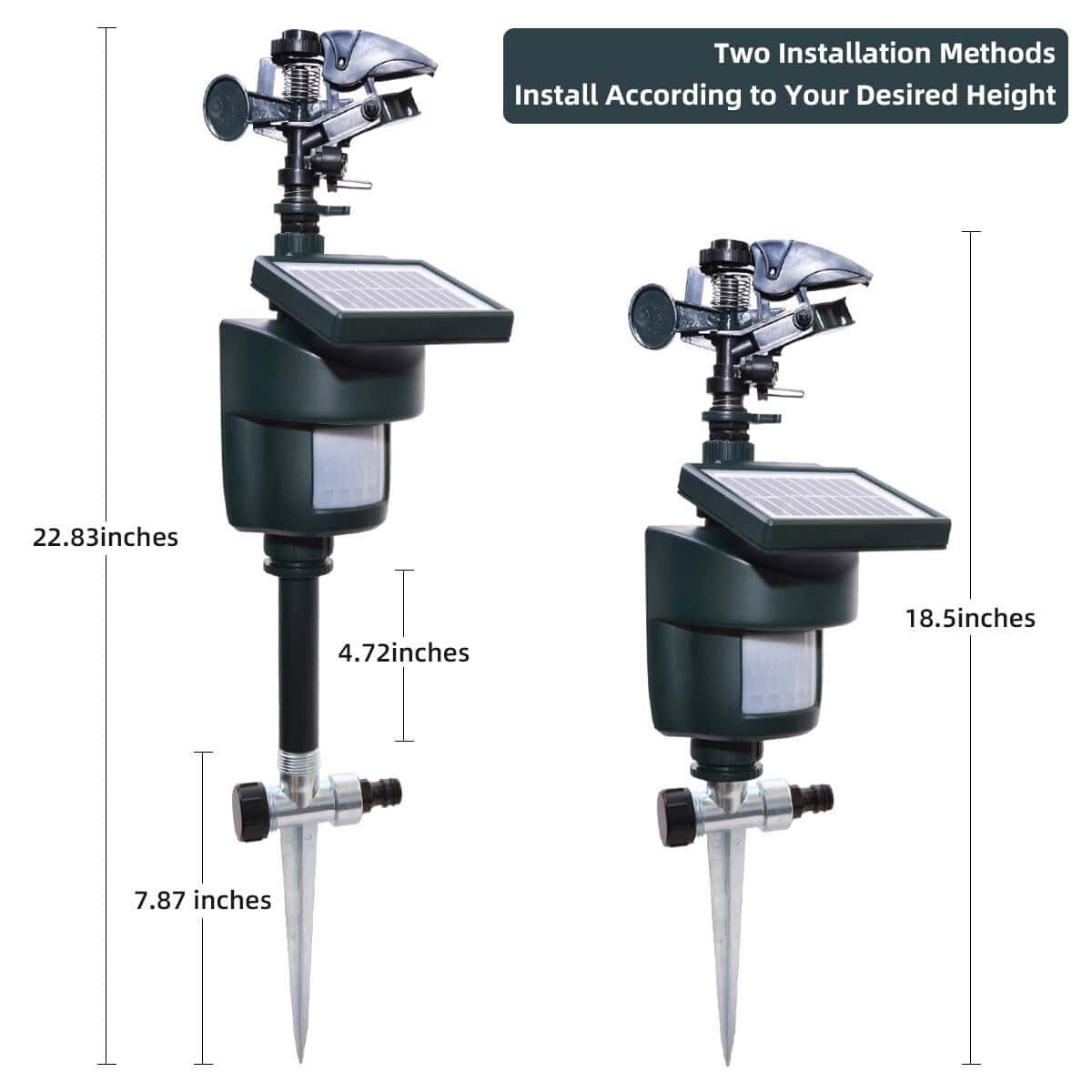 Sprinkler showing two different heights